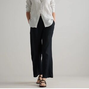 QUINCE The 💯 European Linen Elastic Waist w/ Belt Loop Wide Leg Pant BLACK SZ: L